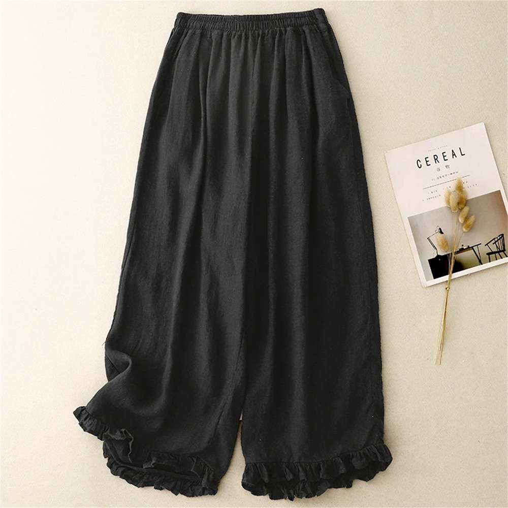 Pantalon coréen en coton et lin pour femme, nouvelle collection été 2026, style japonais, taille haute, coupe large, vêtements pour femme
