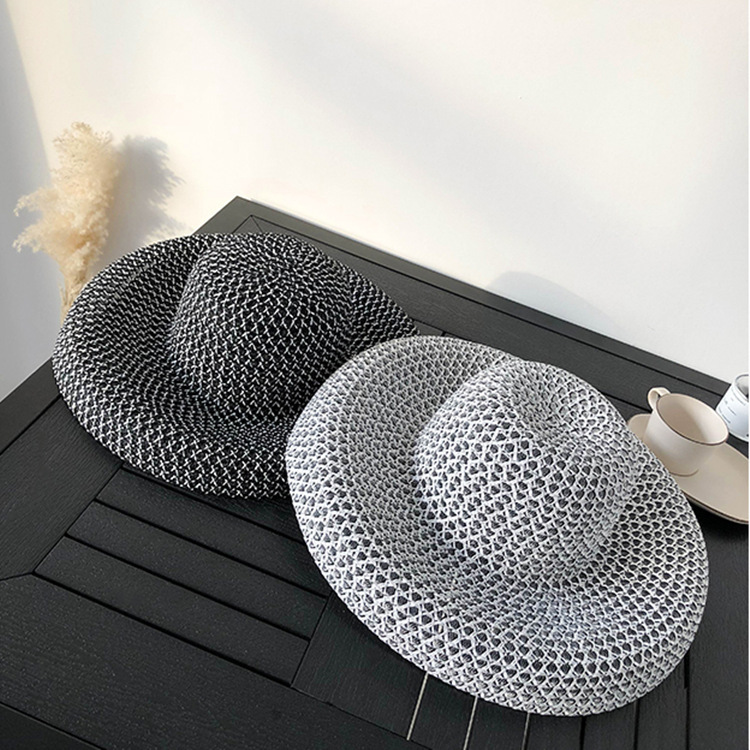 Chapeau de paille de pêcheur pour femme, style rétro Hepburn, à large bord, pour les vacances d'été à la plage, protection solaire