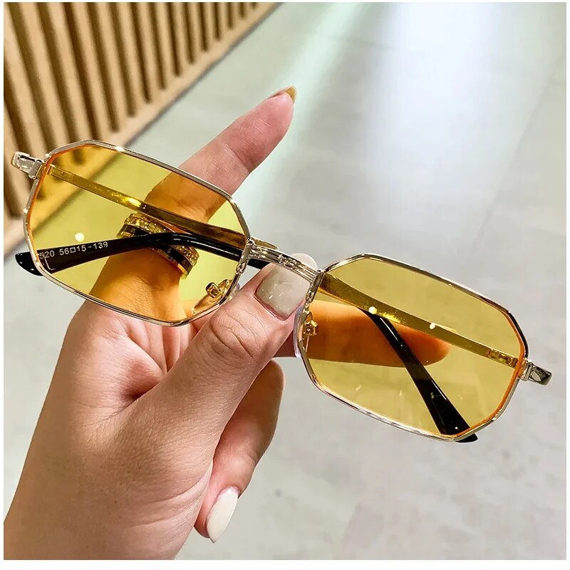Lunettes de soleil étroites pour hommes, rectangulaires à la mode pour femmes, marque de luxe en métal, lunettes de soleil classiques