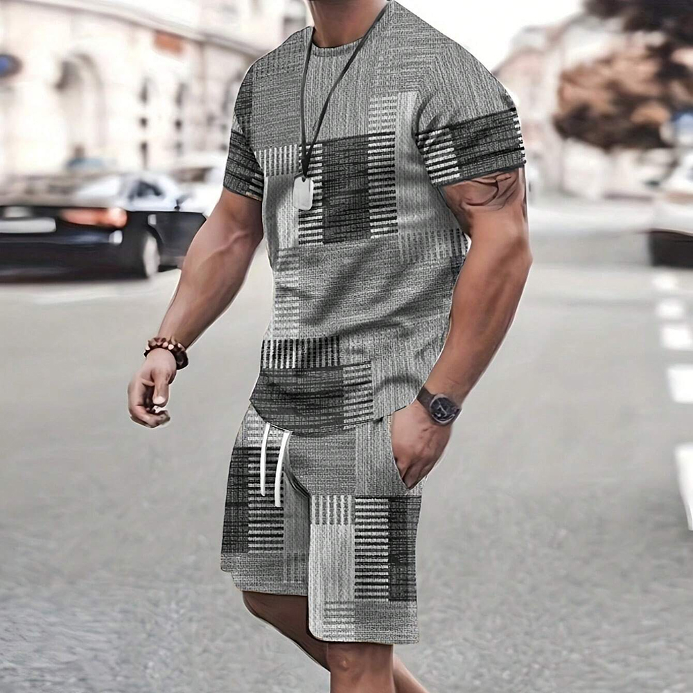 À la mode nouveaux hommes vêtements de sport à manches courtes Shorts costume t-shirt style décontracté Shorts ensembles rétro Cool respirant été deux pièces ensemble