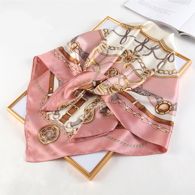 1/4 pièces Foulards carrés en soie 90*90cm pour femmes, Hijabs, Châles, Foulards de tête, Bandanas, Foulards de plage, à imprimé mode