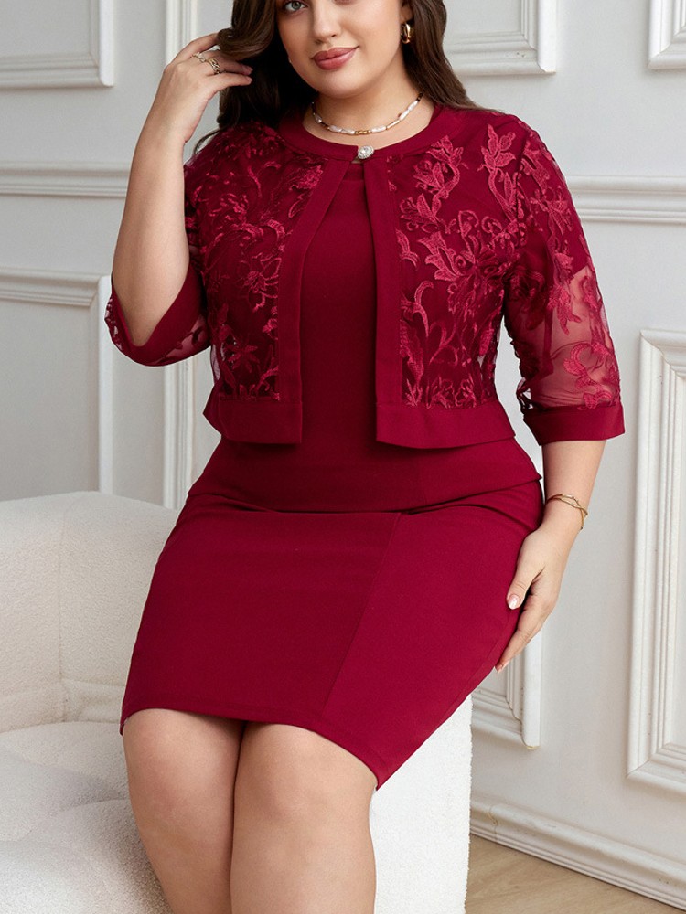 Robes pour femmes grandes tailles L-5XL, robes d'été à manches 3/4, style streetwear décontracté, robes midi en dentelle grandes tailles 3XL 4XL, taille oversize