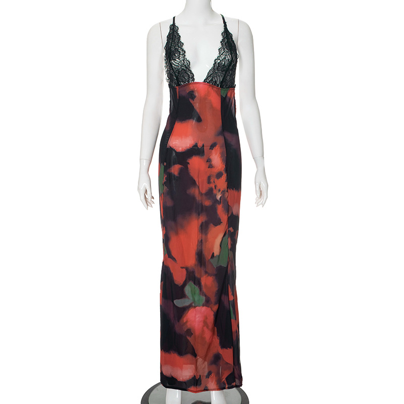 Mode femmes queue de poisson robes élégante robe de soirée Cocktail nouveau Sexy dos nu sans manches longue moulante coupe ajustée robe imprimée