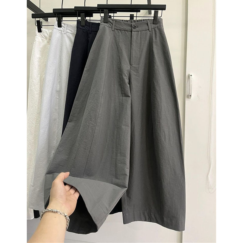 Pantalon décontracté taille haute pour femme, coupe droite, couleur unie, style coréen, collection printemps-été