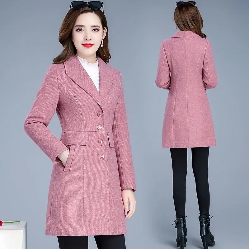 Manteau en laine pour femme, nouvelle collection automne/hiver 2026, manteau en laine élégant, coupe ajustée, longueur moyenne à longue, manteau d'extérieur épais et décontracté pour femme