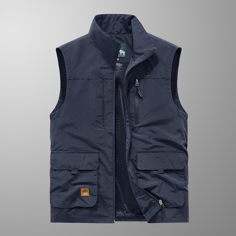 Gilets fins en maille pour hommes, vestes d'escalade sans manches, multi-poches, photographie de pêche, gilets respirants 6