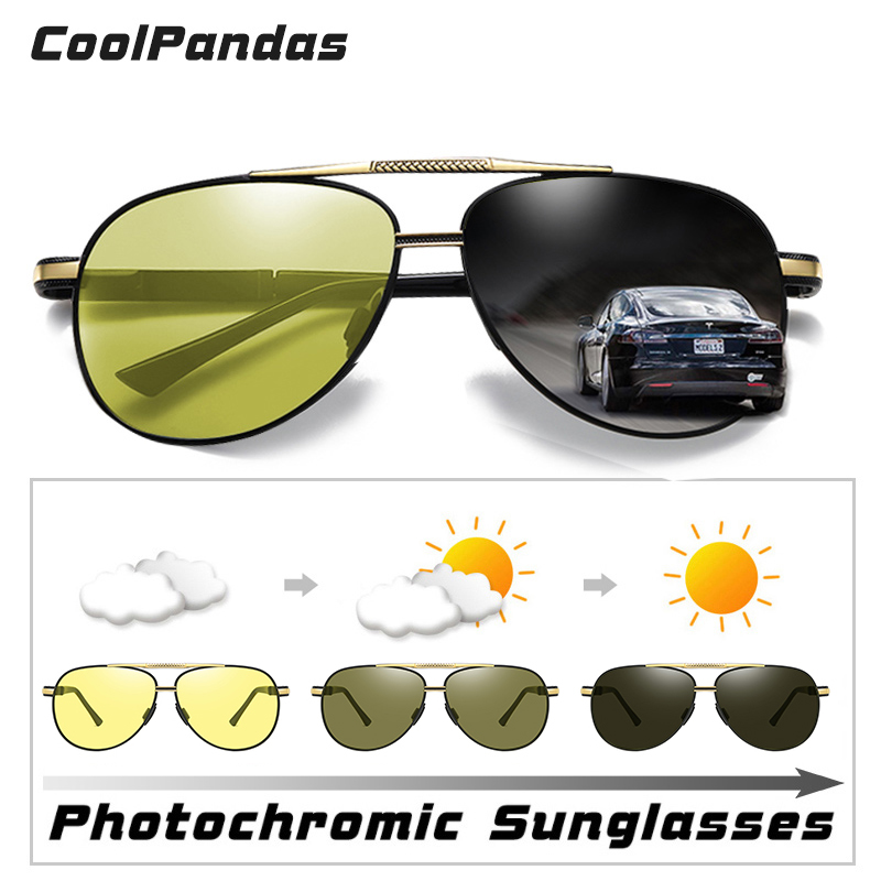 Lunettes de soleil pilote pour hommes lunettes polarisées photochromiques femmes caméléon lunettes de conduite lentille Anti-éblouissement UV400 gafas de sol hombre