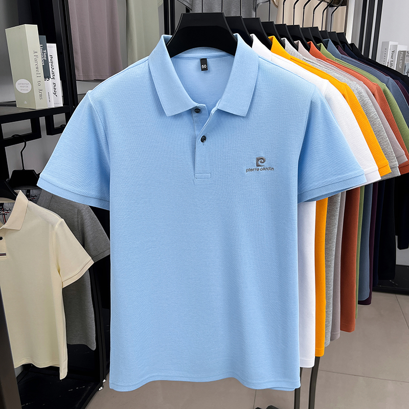 Polo de luxe pour homme en coton brodé avec lettres, à manches courtes et revers, idéal pour le quotidien et polyvalent