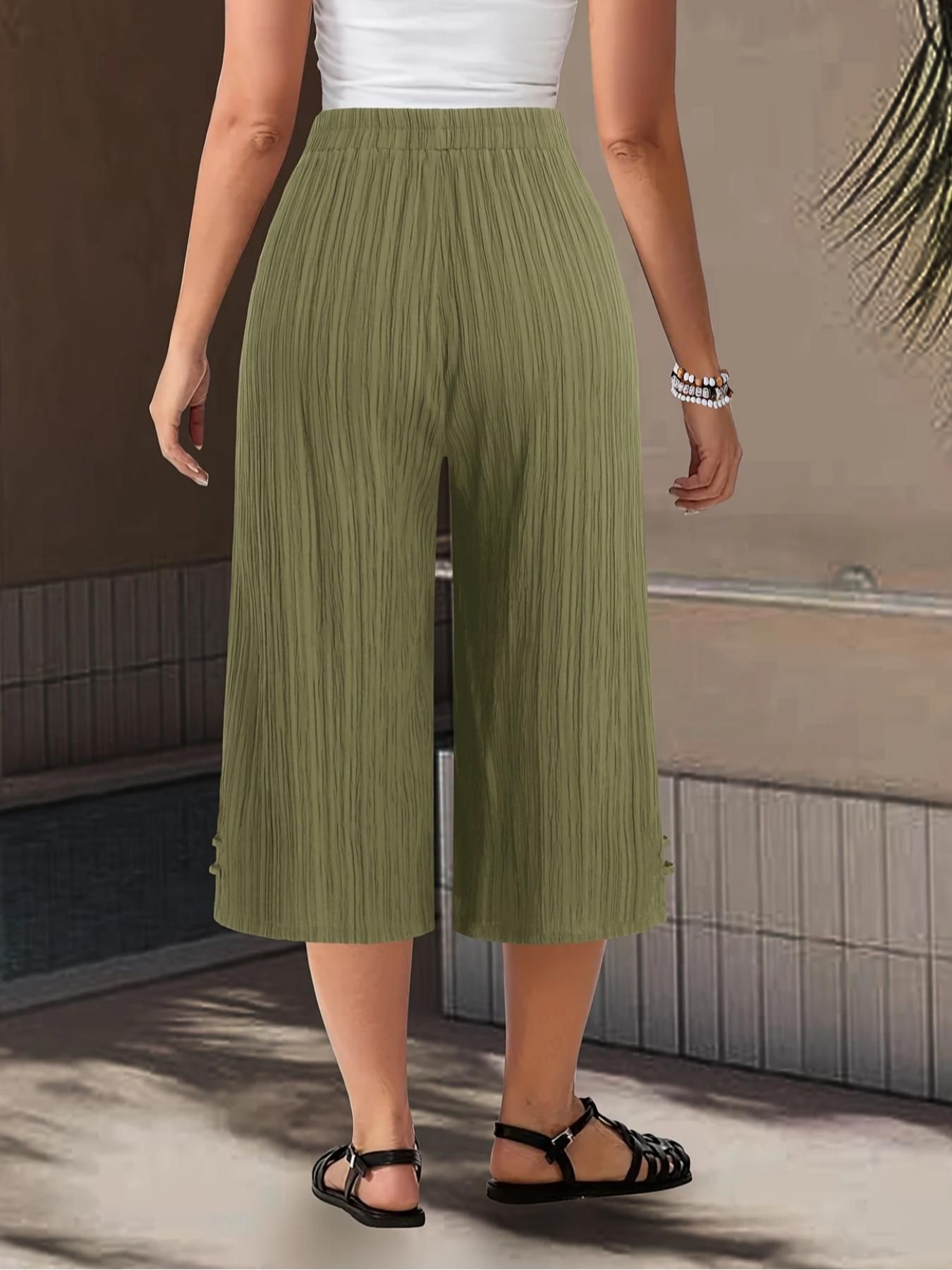Pantalon femme grande taille mode d'été rayures Texture taille naturelle cheville jambe large pantalon quotidien