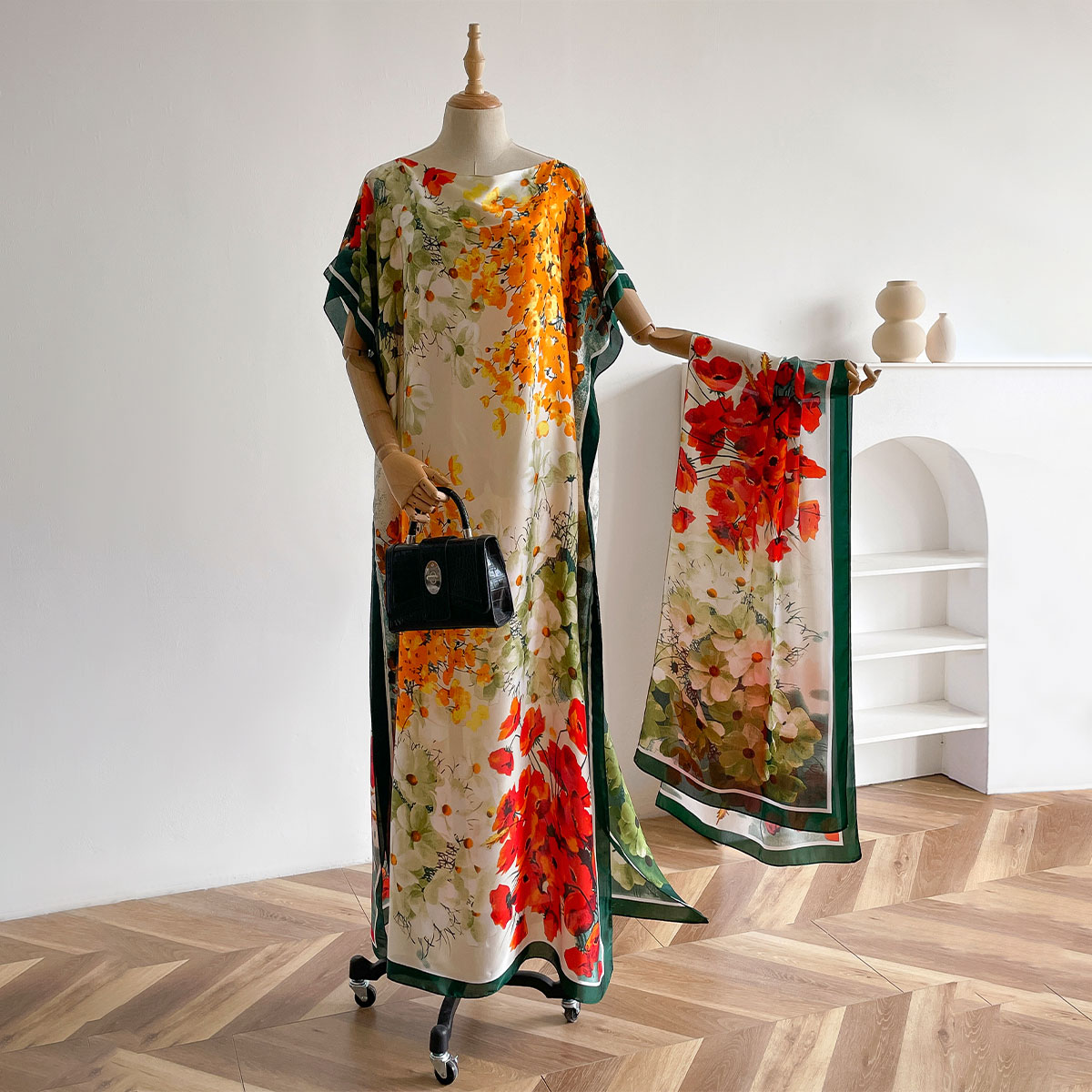 Châle long pour femme, style Dubaï, design MUMU, en soie douce, accessoire de robe de plage estivale, coupe ample, Abaya africaine MOOMOO