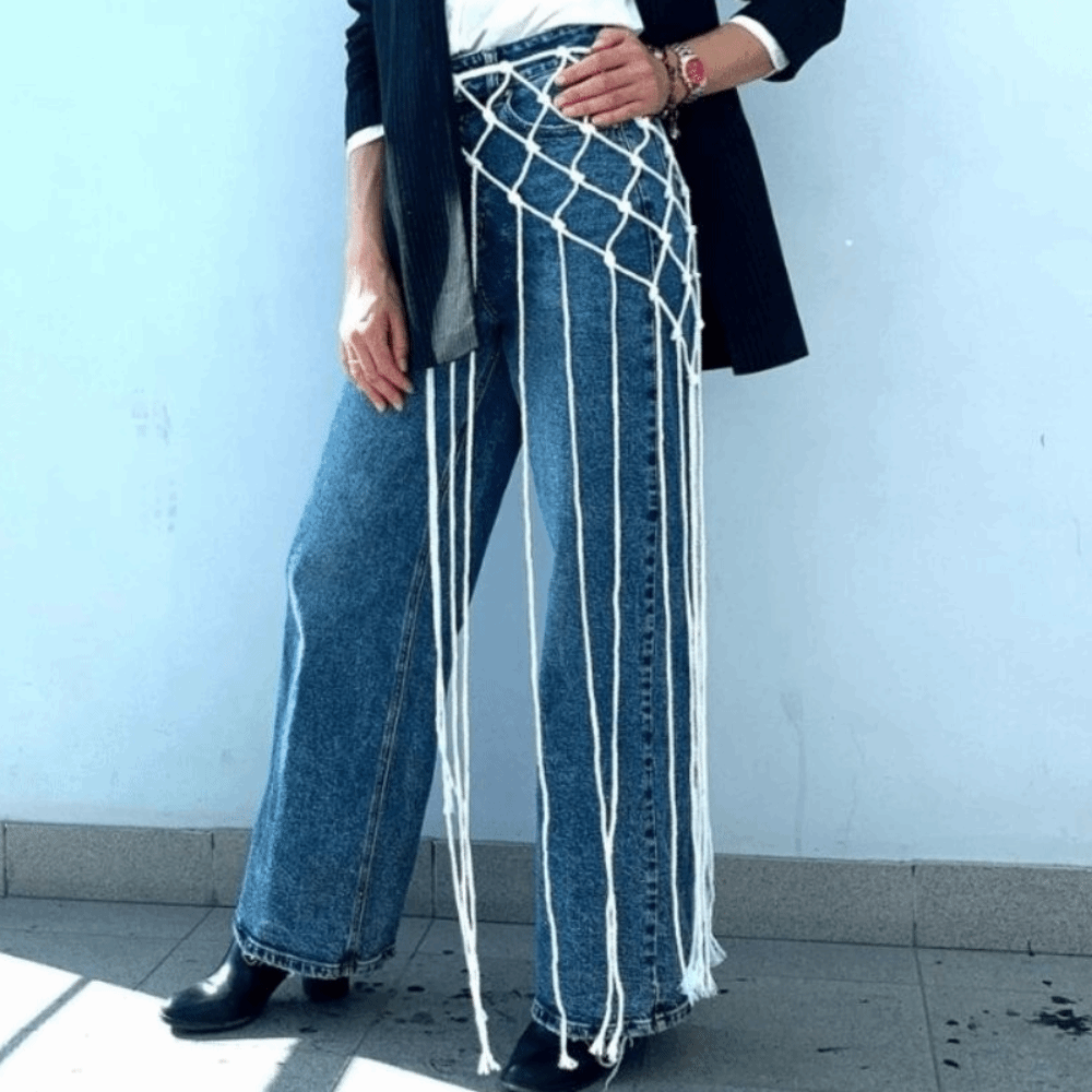 Nouvelle écharpe châle bohème à franges en filet, avec pompons décoratifs, design ethnique, ceinture en maille à pompons, ceinture de taille, style polyvalent