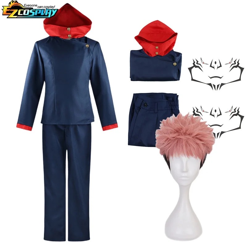 Costume de Cosplay pour hommes, Anime Jujutsu Kaisen Itadori Yuji, chemise Itadori Yuji, uniforme, tenue de fête de carnaval d'halloween
