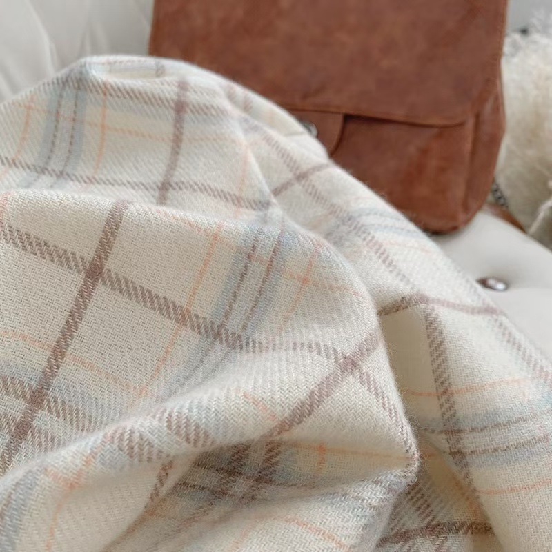 Écharpe d'hiver à carreaux pour femmes, châle de Style coréen, couleur claire, chauffe-cou, 200x65cm, cadeau élégant, accessoire de mode polyvalent, 2025
