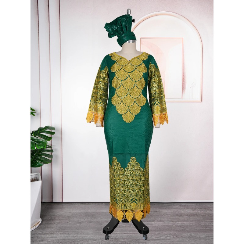 Robes longues de soirée africaines grande taille pour femmes 2026 – Nouvelle robe de luxe brodée Bazin élégante pour mariage musulman turc