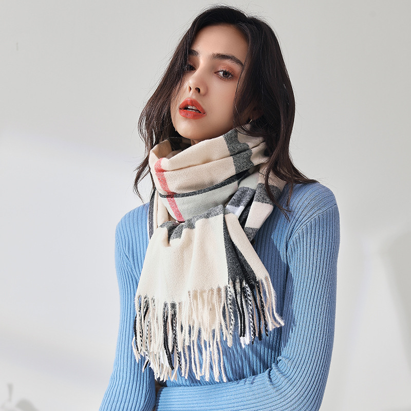 Écharpe à carreaux pour femmes, châle en cachemire, grande couverture douce et chaude, classique, vente en gros, livraison directe, automne et hiver