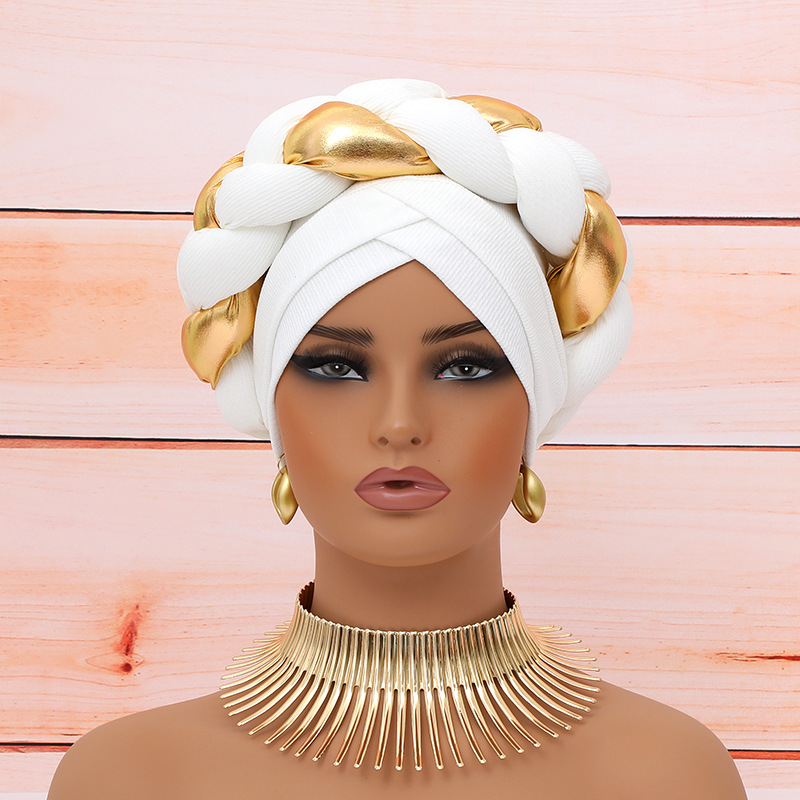 Turban Africain en Grande Tresse artificiel astique pour Femme, Bonnet de ix, Pièce de Sauna