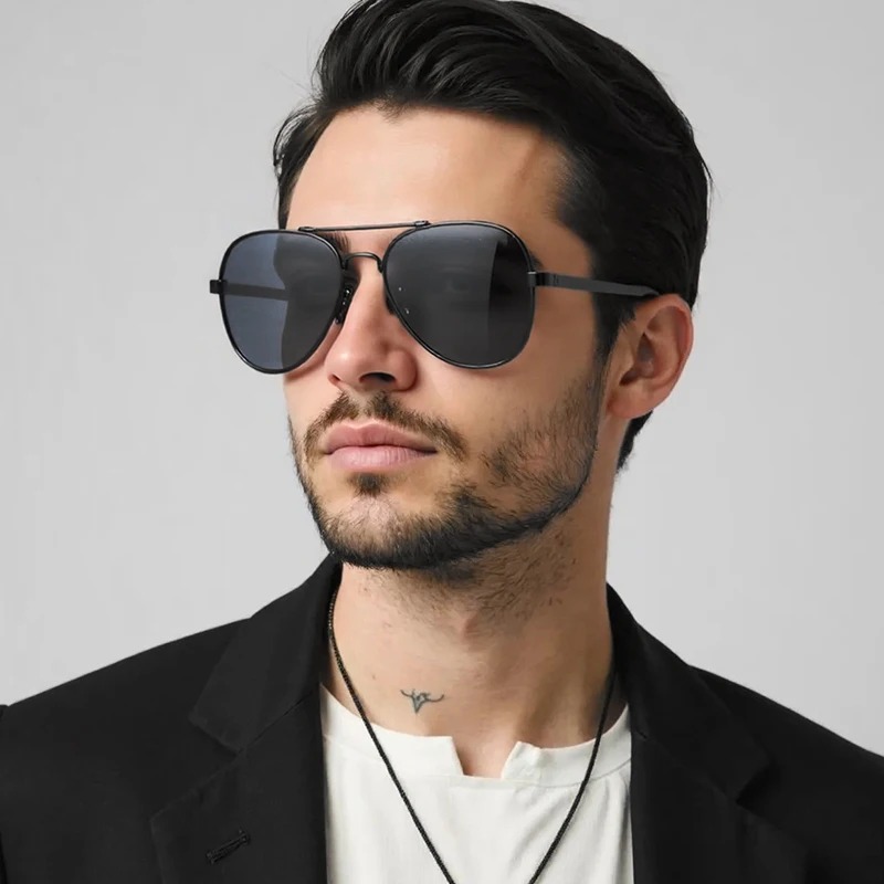 Lunettes de soleil classiques Big Pilot pour hommes, lunettes de soleil d'aviation en métal noir de luxe, lunettes de soleil de mode pour hommes, lunettes de soleil pour la conduite et les vacances, UV400