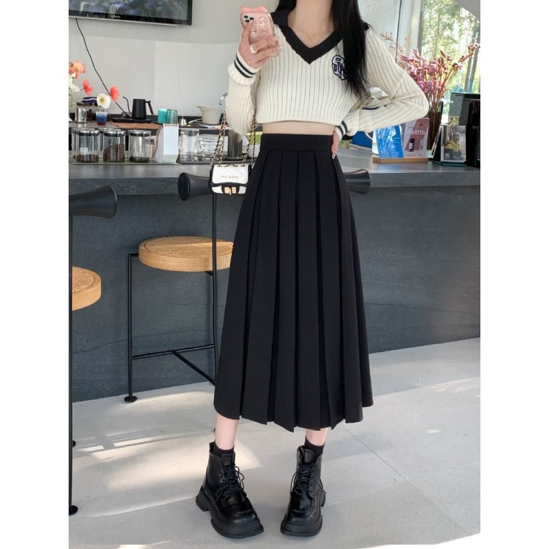 Jupes modestes pour femmes Style coréen jupe longue noire jupe plissée pour femmes jupes longues pour femmes mode 2023 Dazy A-LINE