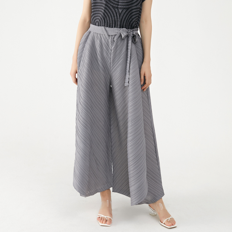 ATA YAKE-Pantalon Plissé à Jambes Larges pour Femme, Vêtement Esthétique Décontracté, avec Ceinture, Style Dubaï, Été