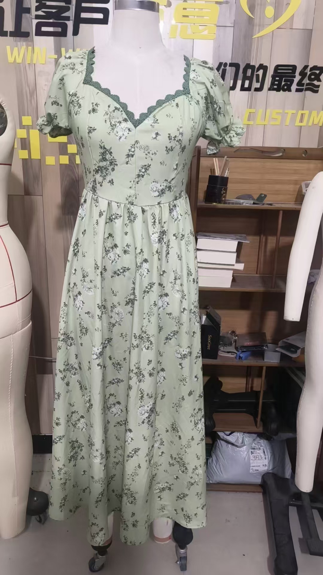 Robes pour femmes 2026, nouvelle collection, imprimé floral fin, col en V, manches bouffantes, robes longues bohèmes, vêtements pour femmes, vestidos.