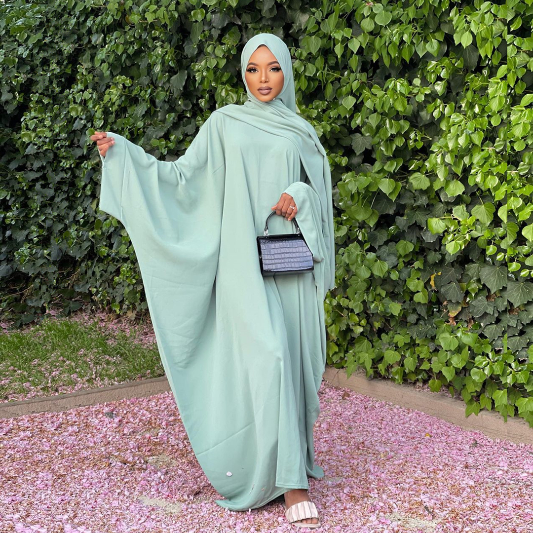 Robe Abaya Musulmane Chauve-Souris pour Femme, Kimono, Hijab, pour Prière de l'Aïd, Cérémonie Traditionnelle, Dubaï