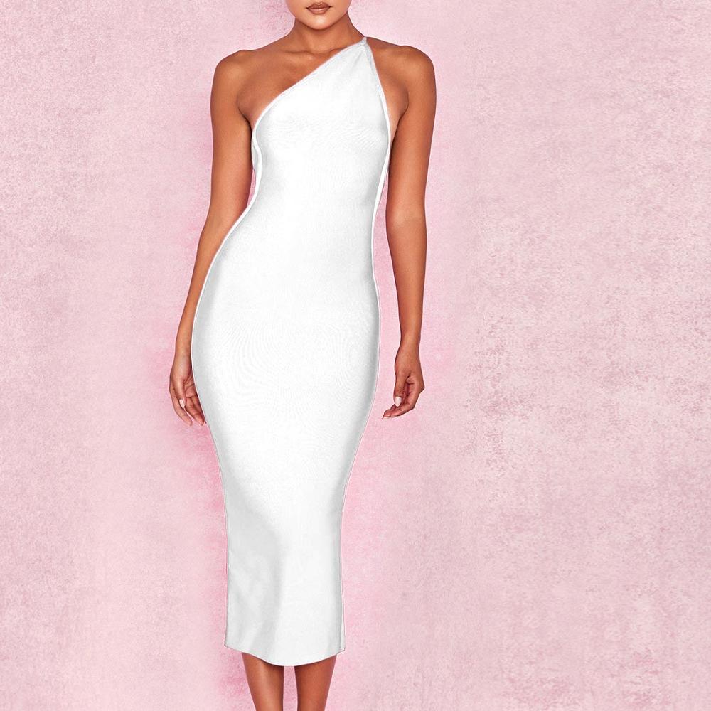 Robe à bandes pour femmes, asymétrique épaule dénudée, mi-longue, moulante, Sexy, élégante, tenues d'été, noir, blanc, Rose, rouge, robes de soirée, 2024