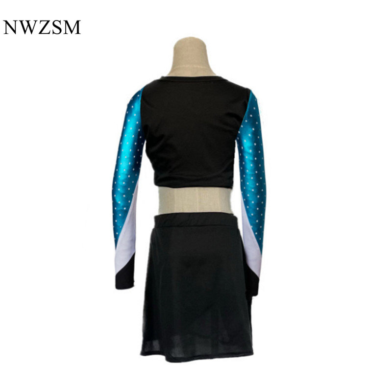 Tenue de pom-pom girl Euphoria Maddy : Ensemble haut court à manches longues et mini-jupe pour femmes, costume de cheerleading pour lycée