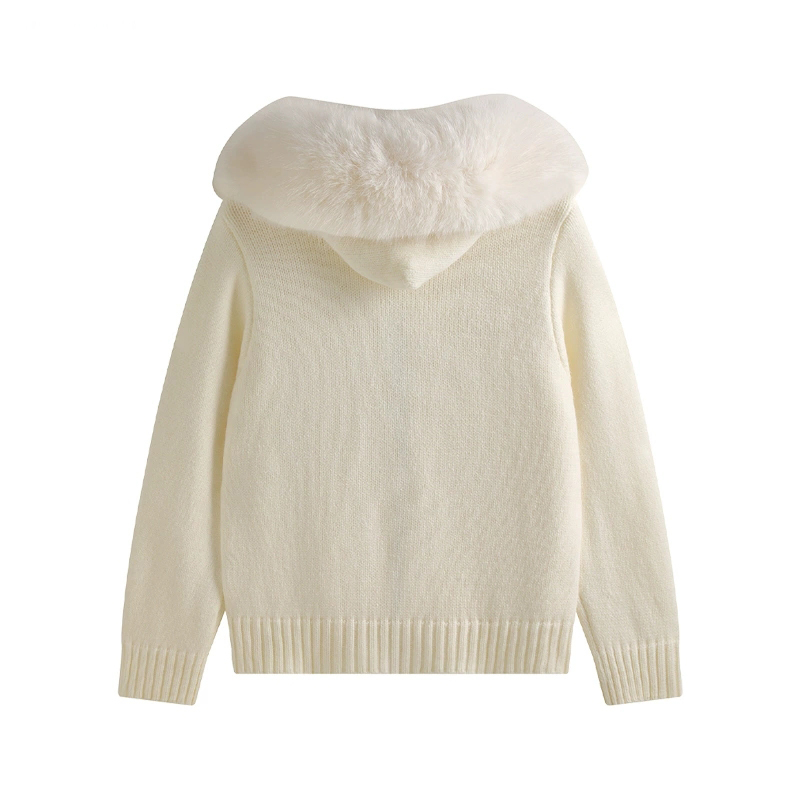 Nouveau 2025 hiver pull manteau femmes à capuche Cardigan col de fourrure à capuche tricot épaissir chaud femmes manteaux Chic décontracté vêtements d'extérieur manteaux