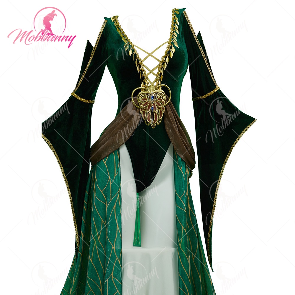 MOBBUNNY Body de lingerie sexy dérivé Triss pour femme vert style médiéval body en V profond avec casque