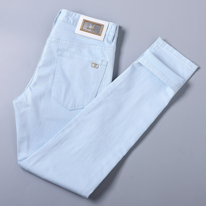Jeans de Haute Qualité en Coton Délavé, viser Légers et Luxueux, Style Droit, Marque de Mode, Décontracté et Polyvalent, Nouvelle Collection 2024