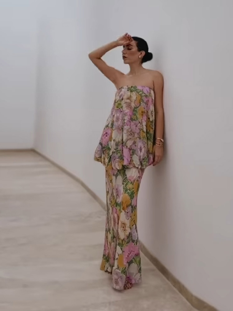 Robe Maxi d'été sans bretelles pour femmes, imprimé Floral, fluide, élégante, robe de soirée, Chic, tenues quotidiennes de vacances, nouvelle collection 2025
