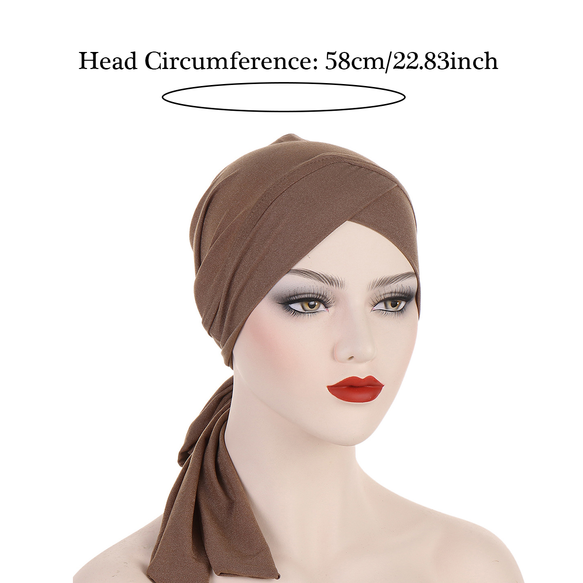 Fronte croisée femmes Hijab couleur unie dames musulmanes Turban Bonnet longue queue tête enveloppement foulard chapeaux indiens