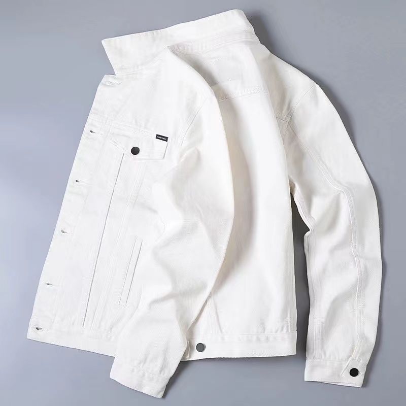 Manteau en denim décontracté pour hommes et femmes, veste à revers blanc simple, vêtements pour hommes, modèles de printemps et d'automne, nouveau, 2024