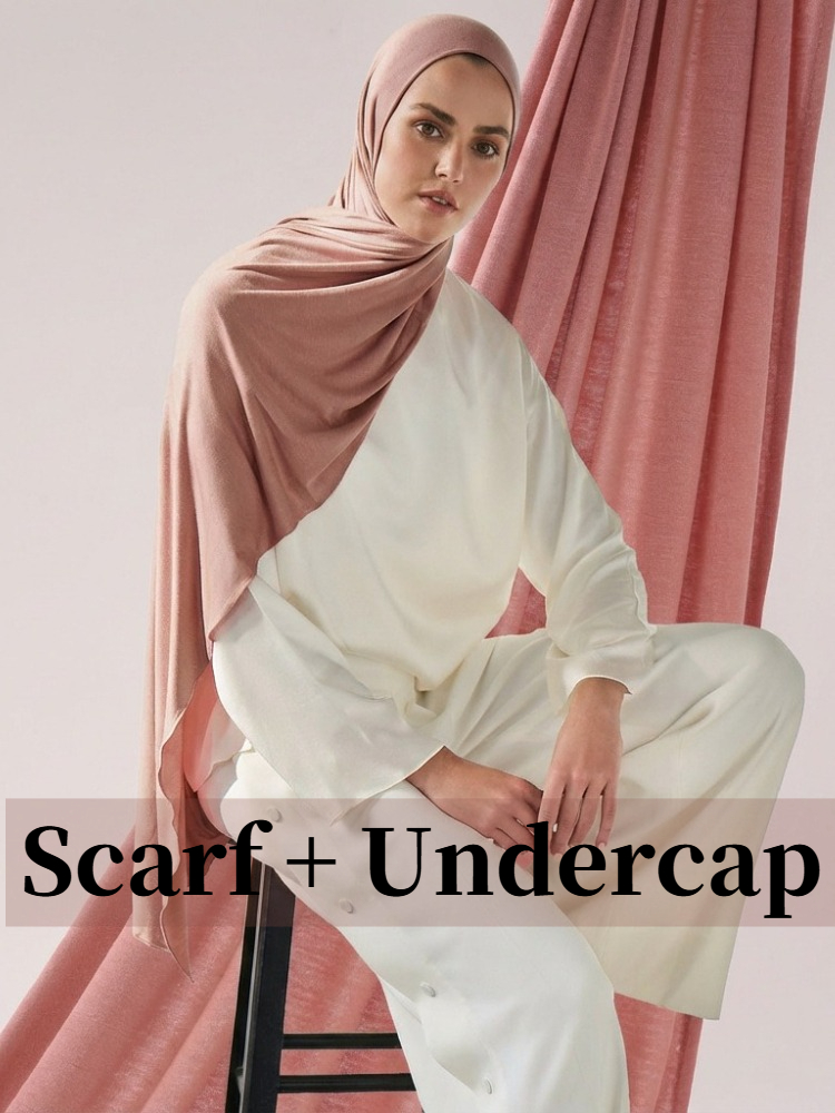 Ensemble Hijab et sous-bonnet en jersey modal 29 couleurs – Foulard musulman en coton doux et élastique de qualité supérieure, turban, bonnet, hijab saoudien