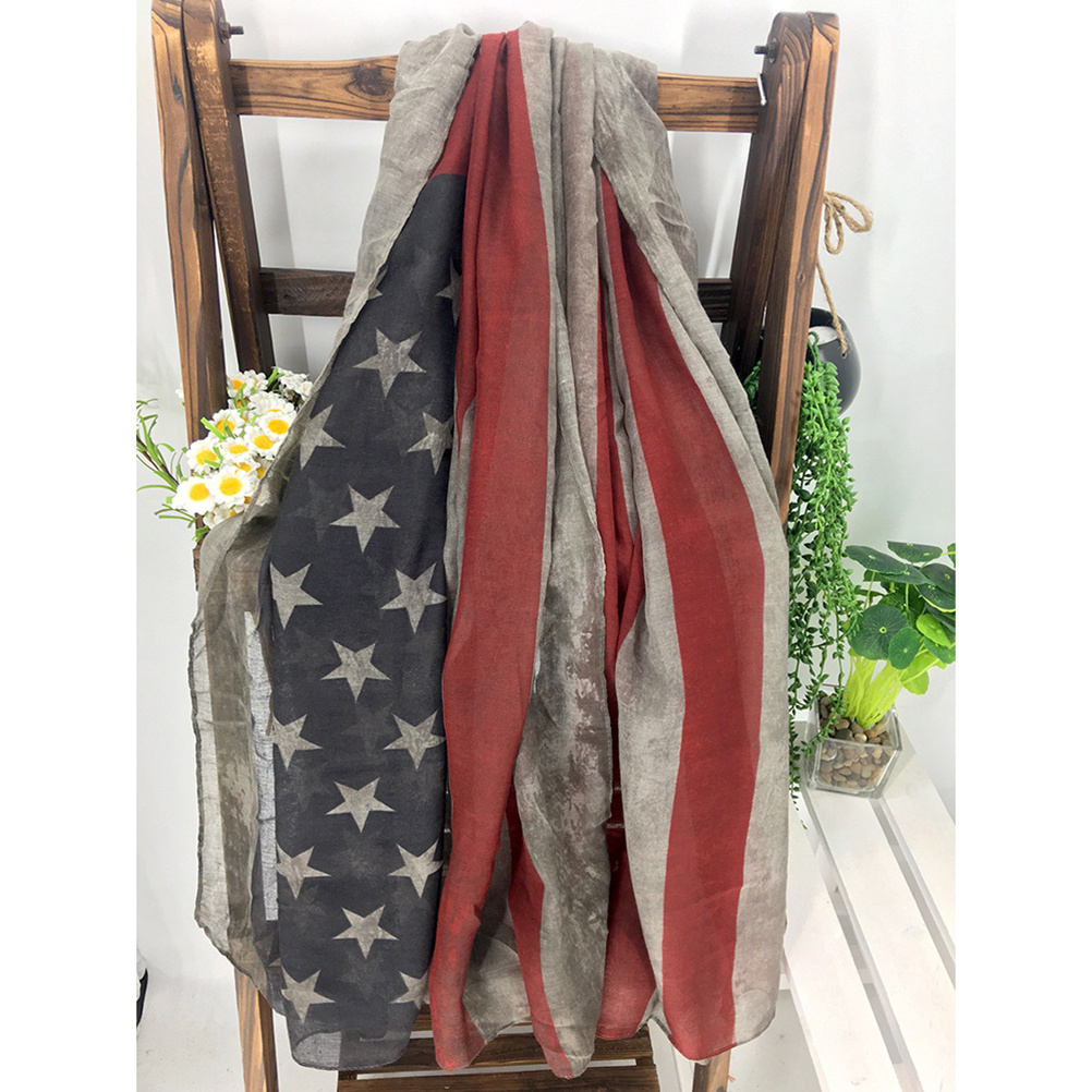 Écharpe imprimée drapeau américain pour dames 200x100 gris à la mode léger Tippet doux chaud châle super cadeau pour les amis et la famille