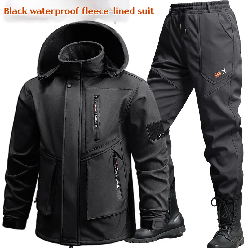 Costume de travail pour hommes, veste imperméable épaisse, ensemble pantalon, coupe-vent, vêtements de travail d'extérieur, ensemble deux pièces, costumes de Jogging pour hommes, hiver