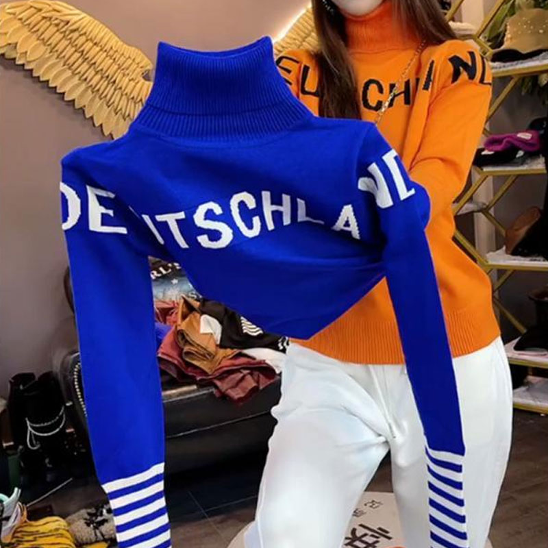Pulls à col roulé rayés épissés pour femmes, pulls décontractés coréens, streetwear d'automne et d'hiver, vêtements pour femmes