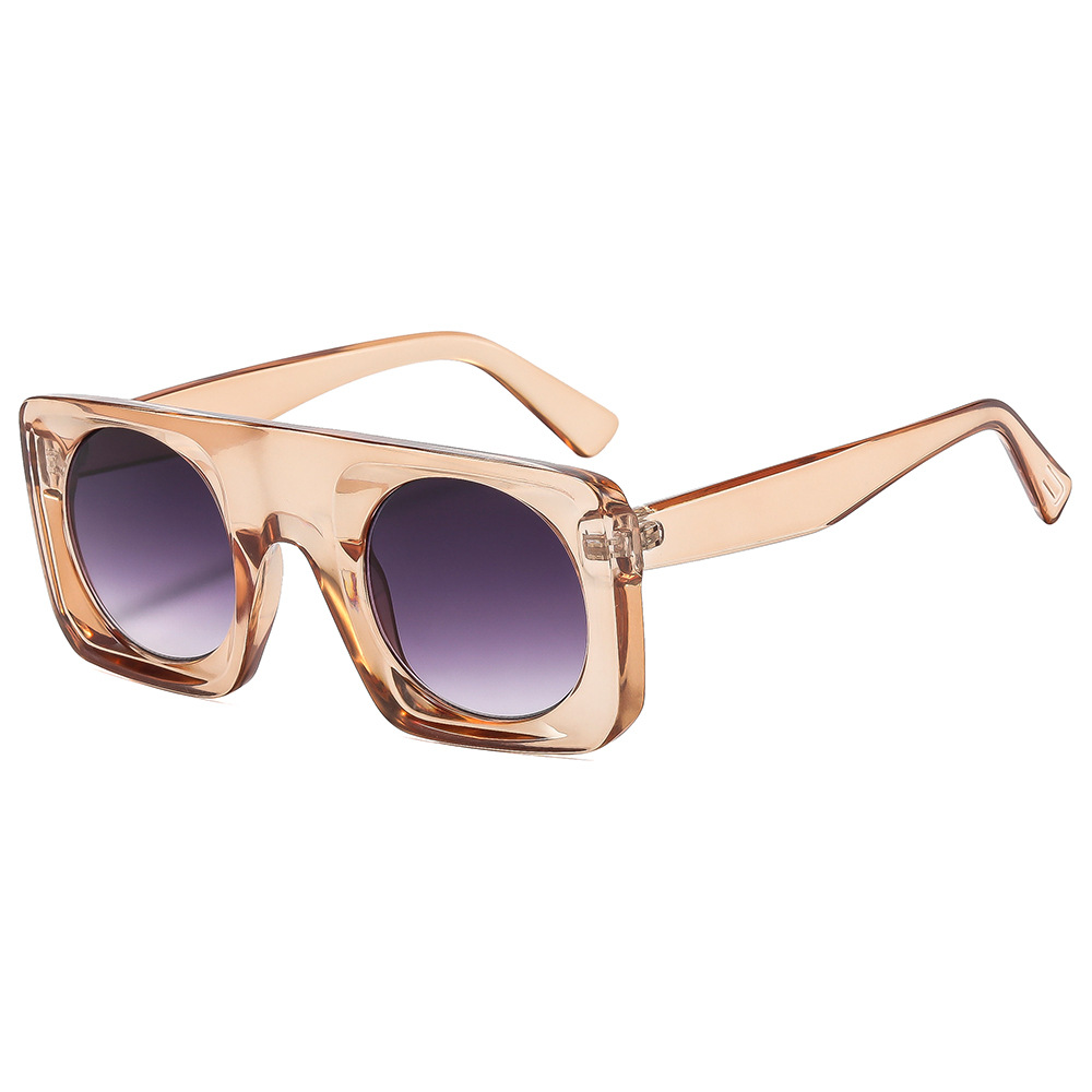 Nouvelles lunettes de soleil carrées 2026 pour hommes et femmes, monture large de créateur, verres ronds intégrés, protection solaire tendance UV400