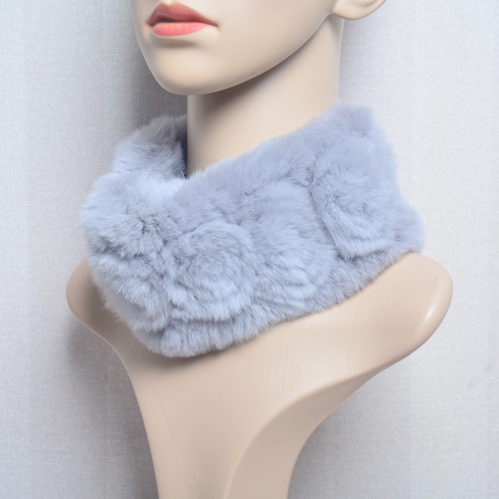 Femmes élasticité fleur réel Rex lapin fourrure écharpe naturel chaud Rex lapin fourrure bandeau dame hiver réel Rex fourrure de lapin foulards