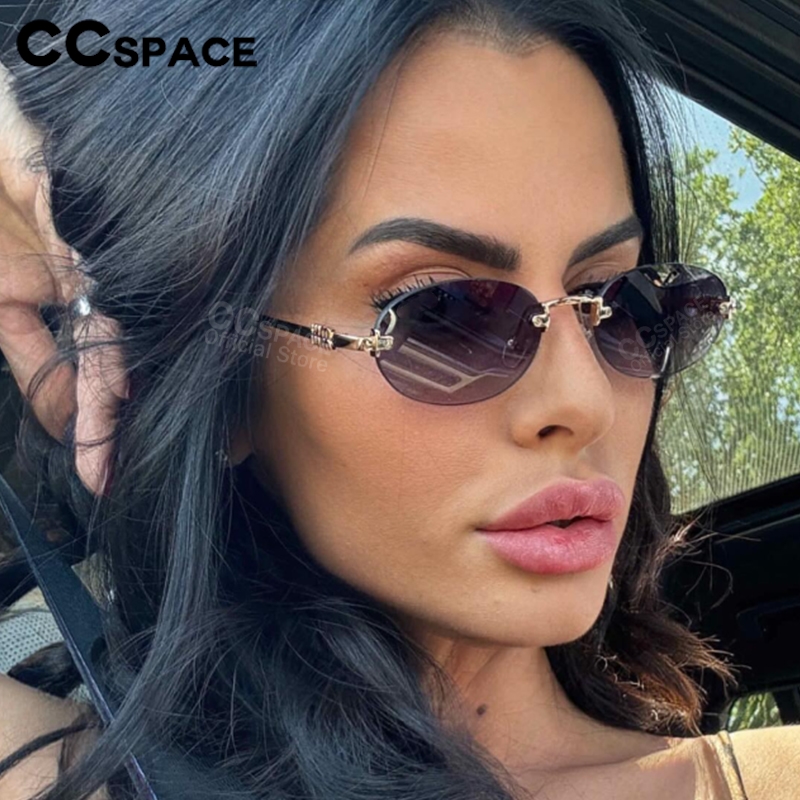 2025 nouvelles lunettes de soleil ovales sans cadre lettre M marques de Luxe lunettes de soleil originales Street Shot femmes Lunette Luxe Soleil