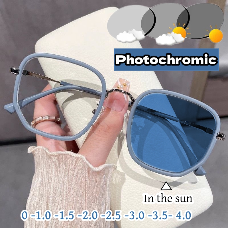 Lunettes de myopie photochromiques unisexes, lunettes de soleil proxy, carillon moins délinquants, dioptrie, extérieur, document, mode de luxe