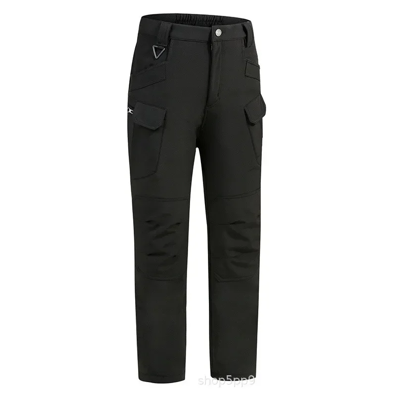 Veste d'extérieur à coque souple bleu marine pour hommes, manteau tactique militaire imperméable, coupe-vent et pantalon à capuche en polaire chaude pour l'hiver