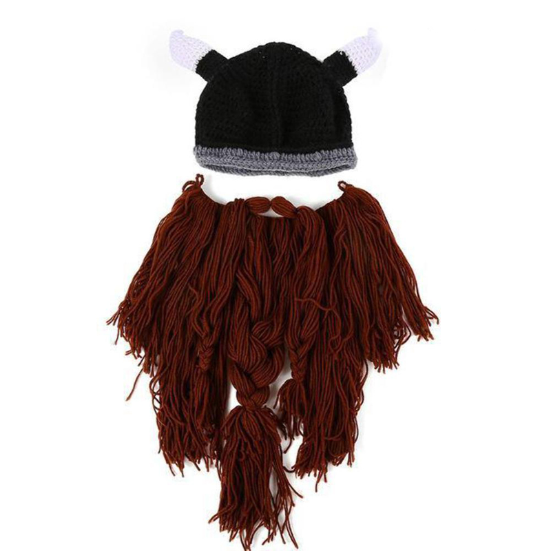 Chapeau de corne de barbe unisexe, bonnet de masque de ski, bonnet de vagin barbare, chapeau cool et chaud, cosplay d'Halloween, unisexe, 2019
