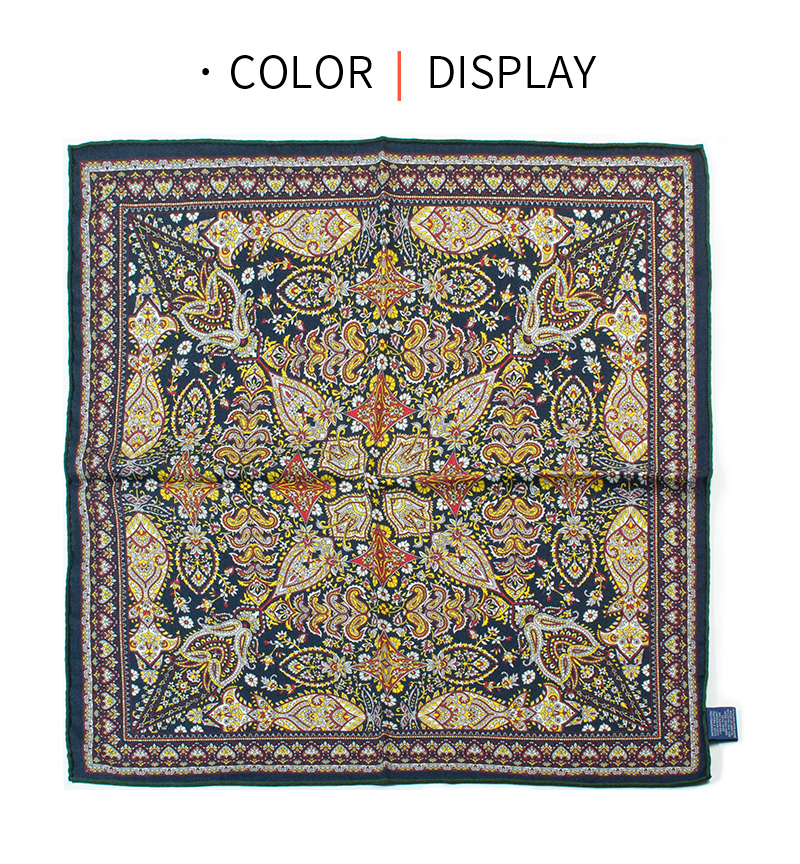 Écharpe de luxe en mélange de soie et de laine, 65 cm, texture chevrons, imprimé cachemire vintage, châle carré pour tous les jours et les soirées