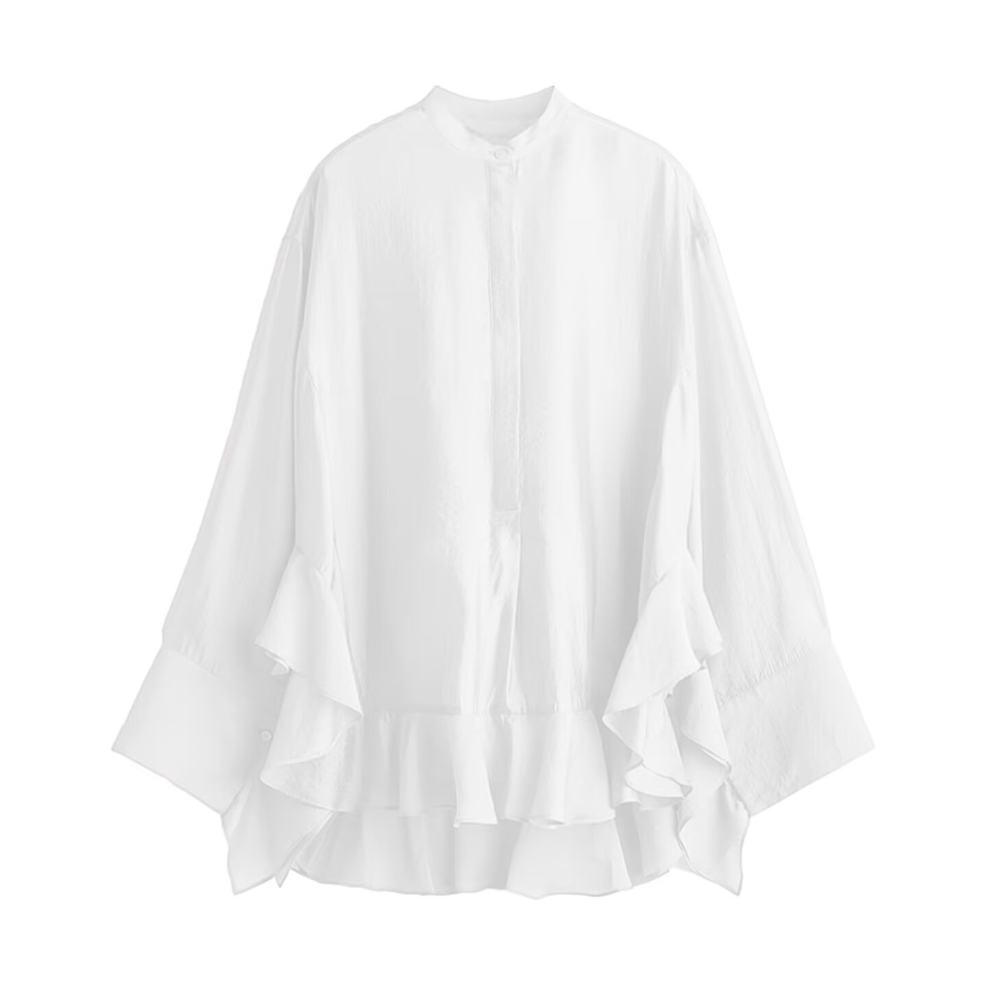 Chemises décontractées à ourlet à volants pour femmes, surdimensionnées, à plusieurs niveaux, simple boutonnage, Streetwear, Y2K, chemisier plissé élégant, automne