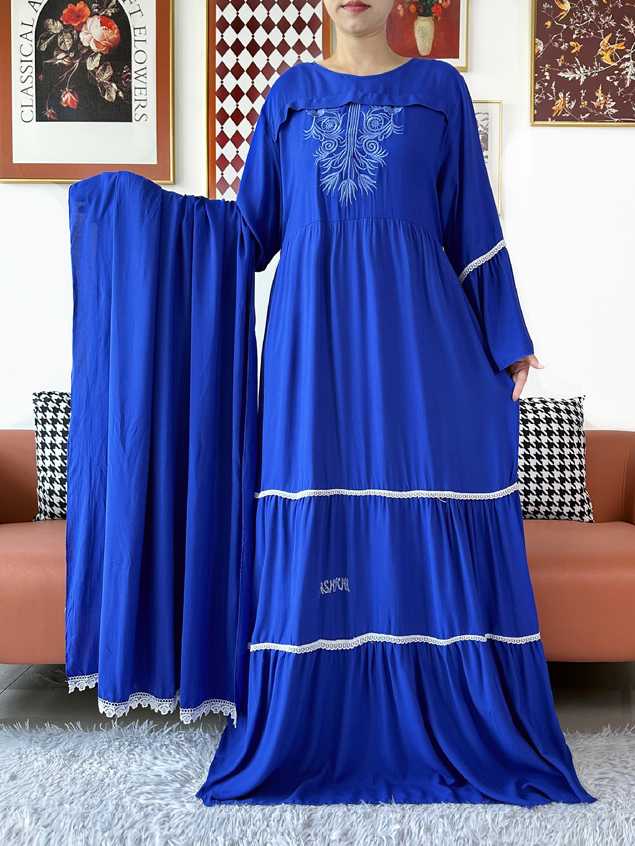 Nouvelle Abaya Kashkha en Coton Brodé Solide 2026, Robe Africaine pour Femme, Vêtement Islamique, Robe Ample Turque Musulmane, Ramadan