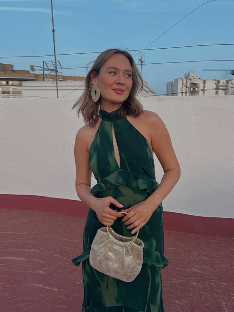 Robes décontractées pour femmes, robe maxi à bretelles florales, détail de volants superposés, robe élégante pour les vacances et les soirées, vêtements féminins, vêtements de plage