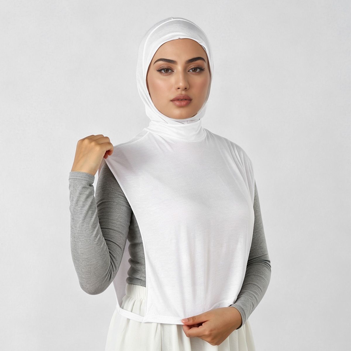 Hijab instantané en jersey musulman avec faux col pour femme, abayas, foulard de sport islamique, turbans, turban en modal, couvre-chef avec col ﻿