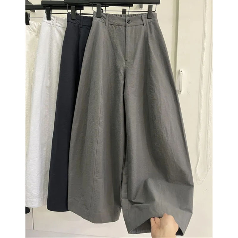 Pantalon décontracté taille haute pour femme, coupe droite, couleur unie, style coréen, collection printemps-été