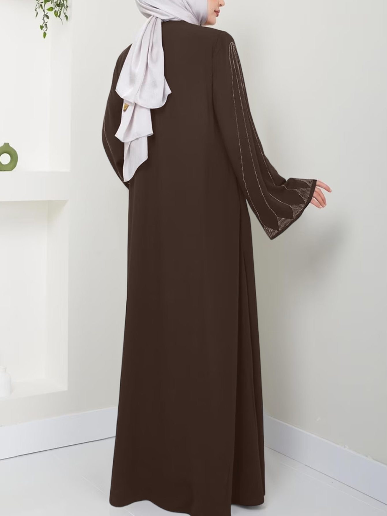 Robe élégante à manches longues pour femmes musulmanes, ample, Style café, diamant chaud